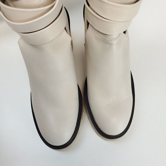 Free People Jesse Cutout Heeled Boots Leather Lugged Sole Ankle Boots Size 39 - Picture 8 of 13